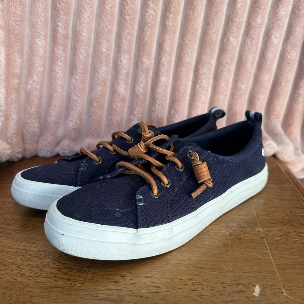 Sperry Navy Canvas Shoes with White Accents